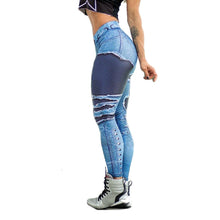 Load image into Gallery viewer, Women&#39;s fashion hole jeans hip Yoga Pants printed Leggings sports pants bodybuilding pants
