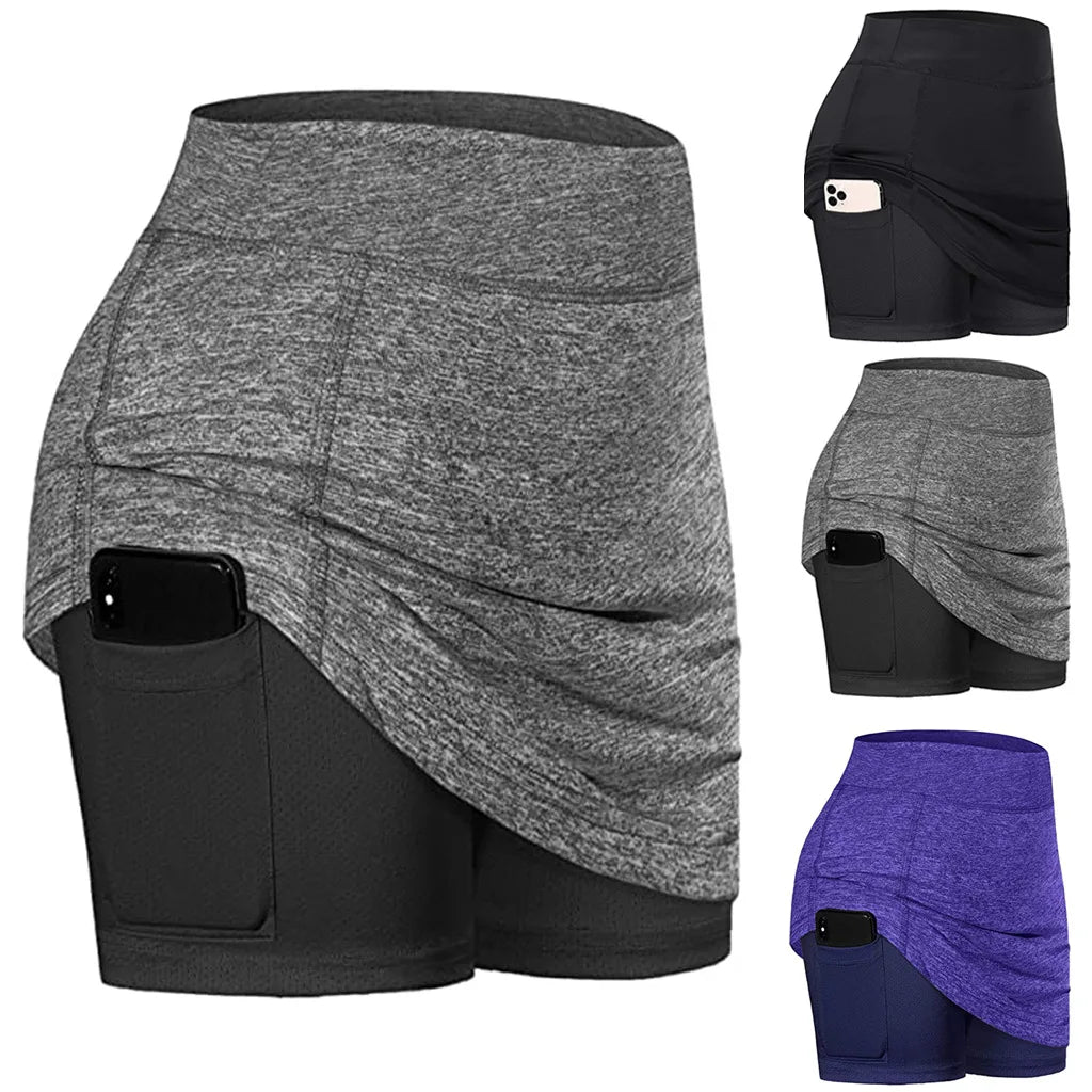 Women Sports Tennis Skirts Golf Skirt Fitness Shorts High Waist Athletic Running Skirt Quick Dry Sport Skort Pocket Tennis Dress