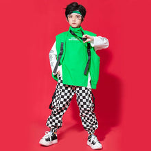 Load image into Gallery viewer, Kid Hip Hop Clothing Sleeveless Jacket Top Streetwear Checkered Tactical Cargo Jogger Pants for Girls Boys Dance Costume Clothes

