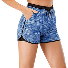 Load image into Gallery viewer, Women&#39;s Running Jogging Tennis Shorts Elastic High Waist Workout Shorts with Liner Double layer Pockets Sport Tight Yoga Shorts
