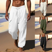 Load image into Gallery viewer, Fashion Mens Linen Wide Pants Korean Trousers Oversize Sports Streetwear Male Spring Yoga Pants Casual Men Clothing Sweatpants
