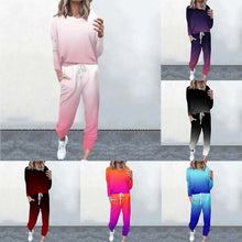 Load image into Gallery viewer, Autumn Ladies Tracksuit Gradient Color Sweatshirt Tops+Pants 2 Piece Set Sportwear Fashion Women Clothing Jogging Sports Suit
