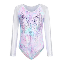 Load image into Gallery viewer, Girls&#39; Long Sleeve Ballet Gymnastics Leotard High Stretch Gradient Print Sparkly Tumbling Dancewear Bodysuit For 5-12 Years
