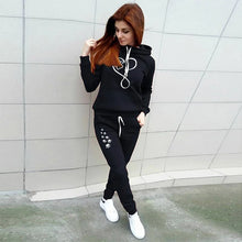 Load image into Gallery viewer, Women&#39;s Fashion Hoodie Set Classic Print Pullover Hooded Sweatshirt+Sports Pants Set Hooded Sweatwear
