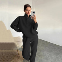 Load image into Gallery viewer, 2024 top new Women&#39;s casual sports suit Solid color standing collar Female&#39;s hoodie Sport pants two piece set
