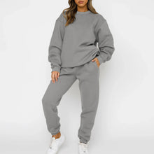 Load image into Gallery viewer, Women Autumn 2 Piece Outfits Warm Top Long Pant Crew Neck Casual Hoodie Pants Set Long Sleeve Oversized Sport Outfit חליפות חורף
