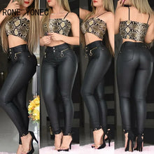 Load image into Gallery viewer, Women Chic Solid Casual PU leather Zipper Waist Skinny Pencil Pants
