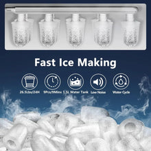 Load image into Gallery viewer, 9 Thick Bullet-Shaped Ice Ready in 6-9 Mins, 26.5 Lbs in 24Hrs, Portable Ice Maker Machine with Ice Scoop and Basket
