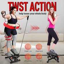 Load image into Gallery viewer, Mini Steppers for Exercise, Stair Steppers Machine with Super Quiet Design, Hydraulic Fitness Stepper with Resistance Bands,Twis
