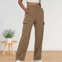 Load image into Gallery viewer, Elastic Waist Cargo Sweatpants Solid Color Women Straight Leg Pants Loose Fit High Waist Pants Plus Size Streetwear Suit mujer
