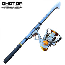 Load image into Gallery viewer, GHOTDA Carbon Fiber Short Telescopic Rock Fishing Rod and Spinning Fishing Reel Combo Full Kit Fishing Tackle Fishing Gear Set
