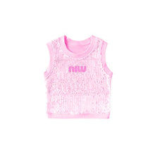 Load image into Gallery viewer, Kid Cool Hip Hop Clothing Pink Sequined Crop Tank Top Silver Casual Wide Pants for Girls Jazz Dance Costumes Performance Clothes
