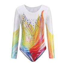 Load image into Gallery viewer, Girls&#39; Long Sleeve Ballet Gymnastics Leotard High Stretch Gradient Print Sparkly Tumbling Dancewear Bodysuit For 5-12 Years
