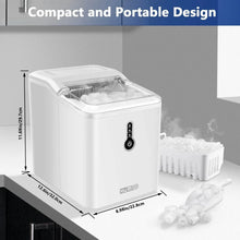 Load image into Gallery viewer, 9 Thick Bullet-Shaped Ice Ready in 6-9 Mins, 26.5 Lbs in 24Hrs, Portable Ice Maker Machine with Ice Scoop and Basket
