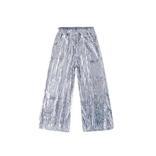 Load image into Gallery viewer, Kid Cool Hip Hop Clothing Pink Sequined Crop Tank Top Silver Casual Wide Pants for Girls Jazz Dance Costumes Performance Clothes
