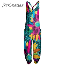 Load image into Gallery viewer, Ropa De Mujer Jumpsuit Ladies For Ladies Printed Plus Size Suspenders Jumpsuit Summer Straight Leg Pants Loose Fit Beach Overall
