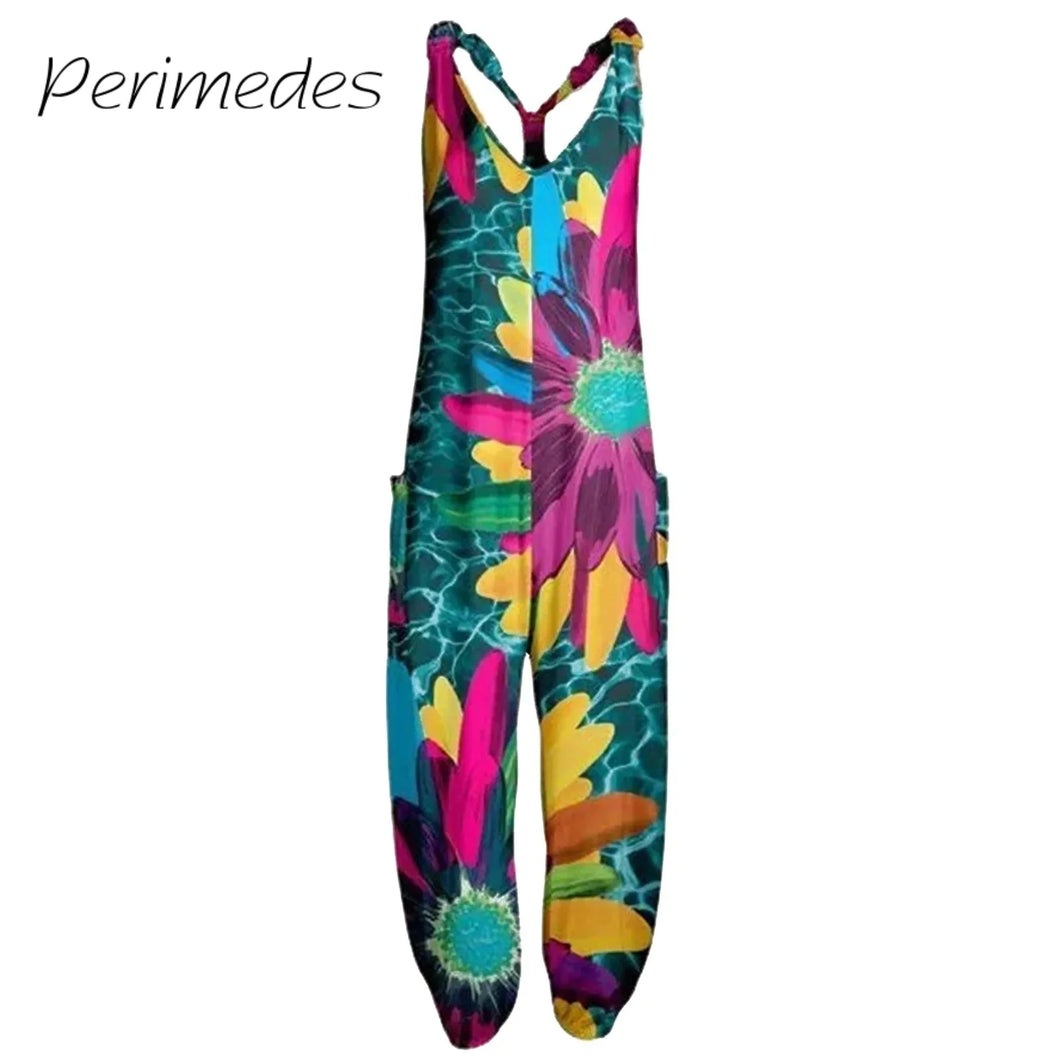 Ropa De Mujer Jumpsuit Ladies For Ladies Printed Plus Size Suspenders Jumpsuit Summer Straight Leg Pants Loose Fit Beach Overall