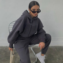 Load image into Gallery viewer, 2024 Women&#39;s Fall pantsuit Solid color  loose hoodie Wide leg pants Two-piece winter tracksuit Female&#39;s
