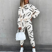 Load image into Gallery viewer, Women Tracksuits Pant Sets Summer Clothing Breathable Thin Style Female Suits 2 Pieces Set Printed Sweatshirts And Pants Pajamas
