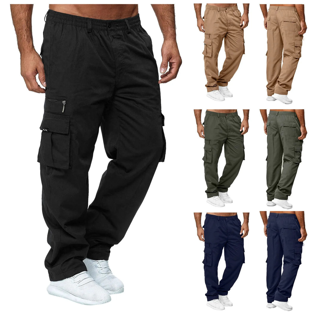 2023 Men's Cargo Pants Plus Size Sweatpants Multi Pockets Casual Trousers Male Joggers Elastic Waist Pants Pantalones Hombre