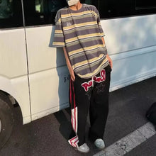 Load image into Gallery viewer, American hiphop pants high street European and American star sweatpants men&#39;s and women&#39;s striped sports straight leg pants
