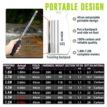 Load image into Gallery viewer, BAKAWA Ultralight Hard Carbon Fiber Hand Fishing Rod Telescopic 3.6M 4.5M 5.4M 6.3M 7.2M Stream Pole Mini Travel Carp Tackl
