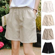 Load image into Gallery viewer, Elastic Shorts For Women Breathable Loose Cotton And Linen Half Length Pants Retro Basic Cozy Pant Womens Shorts With Pocket
