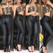 Load image into Gallery viewer, Women Chic Solid Casual PU leather Zipper Waist Skinny Pencil Pants
