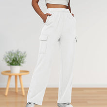 Load image into Gallery viewer, Elastic Waist Cargo Sweatpants Solid Color Women Straight Leg Pants Loose Fit High Waist Pants Plus Size Streetwear Suit mujer
