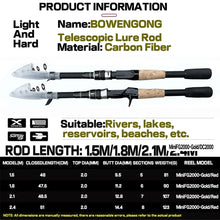 Load image into Gallery viewer, Mini Telescopic Rock Fishing Rod Feeder Carbon Fiber Fishing 1.5m 1.8m 2.1m 2.4m Ball Bearing 19+1BB Fishing Reel Kit
