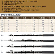 Load image into Gallery viewer, Black carbon mini ultra short rock fishing rod sea fishing rod road sub rod outdoor fishing equipment 1.8m2.1m2.7m3.6m
