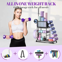 Load image into Gallery viewer, Weight Rack for Dumbbells, Home Gym Storage for Yoga Mat Dumbbells Kettlebells and Strength Training Equipment, Dumbbell Rack
