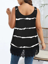 Load image into Gallery viewer, Plus Size 1XL-5XL Women&#39;s Fashion Lace Patchwork Striped Round Neck Vest Casual Loose Top Sleeveless Vest Top
