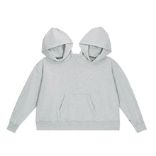 Load image into Gallery viewer, Funny Couple Hoodies Unisex Gray Oversized Hoodie Long Sleeve Pullover Loose Fit Sweatshirt For Two People Wearing
