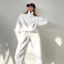 Load image into Gallery viewer, 2024 top new Women&#39;s casual sports suit Solid color standing collar Female&#39;s hoodie Sport pants two piece set
