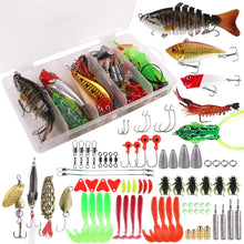 Load image into Gallery viewer, 83pcs Fishing Lures Kit for Bass Trout Salmon Fishing Accessories Tackle Tool Fishing Baits Swivels Hooks
