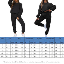 Load image into Gallery viewer, Women Autumn 2 Piece Outfits Warm Top Long Pant Crew Neck Casual Hoodie Pants Set Long Sleeve Oversized Sport Outfit חליפות חורף
