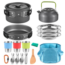 Load image into Gallery viewer, 22pcs Camping Cookware Mess Kit Camping Pot and Pan Cooking Set Outdoor Camping Hiking
