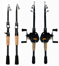 Load image into Gallery viewer, Mini Telescopic Rock Fishing Rod Feeder Carbon Fiber Fishing 1.5m 1.8m 2.1m 2.4m Ball Bearing 19+1BB Fishing Reel Kit
