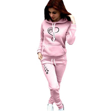 Load image into Gallery viewer, Women&#39;s Fashion Hoodie Set Classic Print Pullover Hooded Sweatshirt+Sports Pants Set Hooded Sweatwear
