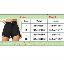 Load image into Gallery viewer, High Waisted Distressed Denim Shorts Ripped Hem Womens Short Jeans Summer Black Hot Pants Female Button Pockets Shorts Mujer
