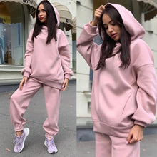 Load image into Gallery viewer, Two Piece Sets Casual Fleece Tracksuit Winter Women Suits Oversized Hooded Long Sleeve Hoodie Sport Pants
