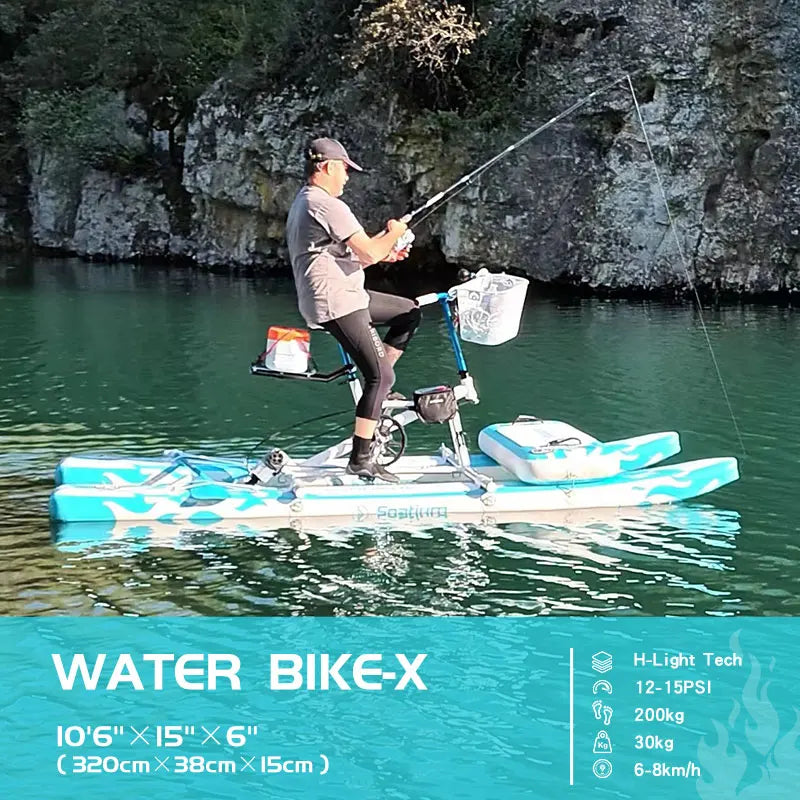 Spatium 2023 New Collection Popular Single Fishing Water Game Kayak Con Inflatable Pedalo Floating Bike Pedal Bicycle Boat