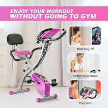 Load image into Gallery viewer, Folding Exercise Bike Portable Upright Adjustable Backrest Cycling Recumbent Stationary Bike Slim Indoor Workout Fitness
