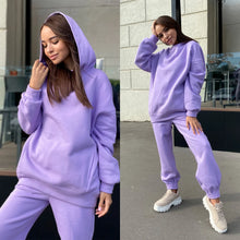 Load image into Gallery viewer, Two Piece Sets Casual Fleece Tracksuit Winter Women Suits Oversized Hooded Long Sleeve Hoodie Sport Pants
