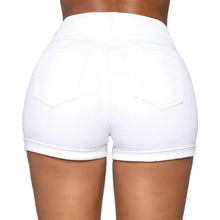 Load image into Gallery viewer, Liooil Cotton Stretchy High Waist Jean Shorts Woman Summer 2023 Casual Sweat With Pocket Zipper White Black Cuffed Denim Shorts
