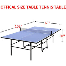 Load image into Gallery viewer, Professional Indoor Table Tennis Table, with Quick Clamp Ping Pong Net (Straight Legs)with 2 Rackets and 3 Balls Ping Pong Table
