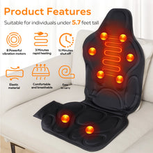 Load image into Gallery viewer, Vibration Massage Seat Cushion with Heat, 6 Vibrating Motors, Back Massager for Chair, Massage Chair Pad for Home Office use
