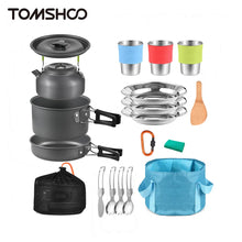 Load image into Gallery viewer, 22pcs Camping Cookware Mess Kit Camping Pot and Pan Cooking Set Outdoor Camping Hiking
