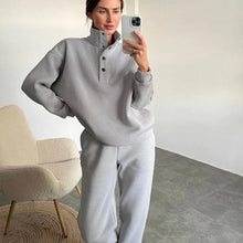 Load image into Gallery viewer, 2024 top new Women&#39;s casual sports suit Solid color standing collar Female&#39;s hoodie Sport pants two piece set
